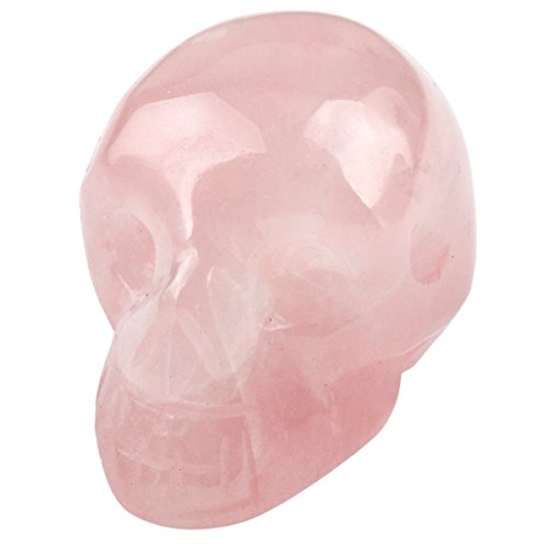 mookaitedecor 1 Inch Rose Quartz Crystal Skull Sculpture Set of 5, Hand Carved Gemstone Statue Figurine Collectible Healing Reiki - color: Pink