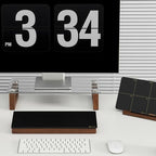 YEOUX Multi-Purpose Desktop Stand, Clear Floating Computer Monitor Riser with Natural Wood Base, Desk Organization Shelf for Printer, Laptop, Audio Device, Flat Screen - color: Walnut&Clear