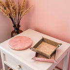 siduater Valet Tray Desktop Storage Organizer – Vegan Leather Catchall Bedside Vanity Tray Nightstand Caddy Holder for Remote Controller, Watch, Keys, Phone, Wallet, Coin, Jewelry, Stone Pink - color: Stone Pink