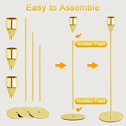 Gold Candlestick Holder Set of 12 for Taper Candles, Decorative Candle Holders Bulk Candle Stick Holders Taper Candle Holders for Table Centerpiece Wedding Dinning Party Anniversary Home Decor - color: Gold