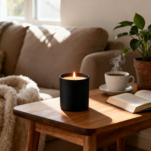 SUPMIND 30 Pack Glass Candle Jars-10oz Black Empty Candle Jars with Bamboo Lids and Sticky Labels, Bulk Candle Jars for Making Candles Containers - Dishwasher Safe - color: Black-30P, size: 10oz