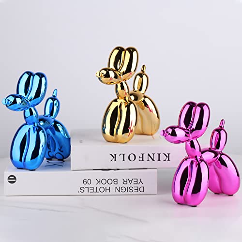 Glossy Balloon Dog Statue Home Decor Modern Art Funky Statues for Coffee Table and Kitchen Figurines Living Room Decor Trendy Color Scheme Room Decor Aesthetic (6.6*6.6*2.8inch, Rose red) - color: Rose Red, size: 6.6*6.6*2.8inch