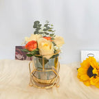 Hurricane Candle Holder, Gold Pillar Candle Holder with Geometric Decorative Accents & Windproof Glass Lid, Perfect for Weddings, Dinners, Parties & Special Events - size: 13cm