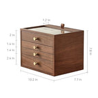 CHOSIN Black Walnut Wooden Jewelry Box for Women, Wood Jewelry Organizer 4 Layer with Glass Lid and Pull-out Necklace Storage Layer, for Watch Necklace Ring Earring Storage Gifts for Mom - style: 4 Layer B