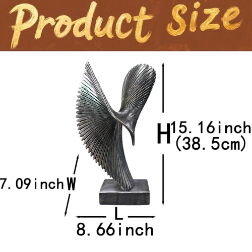 Modern Abstract Eagle Decorative Sculpture, Dining Living Room Desk Decor,Geometric Home Decor Statues,Shelf Top Decor Aesthetics, Coffee Tables or Office Shelves（Bronze Colored） - color: 15.16"bronze Colored