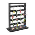 Ikee Design Wooden Jewelry Display Rack with 20 Removable Metal Hooks,Earring Card Display Stand,Jewelry Organizer,Earring Bracelet Organizer, Keychain Stand, Black Color - color: 1) Black