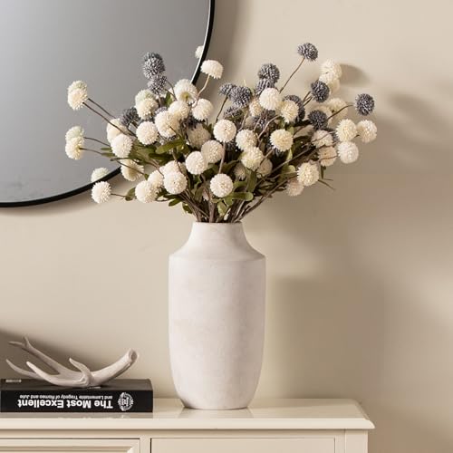 Mitt&Ditt Ceramic Flower Vase, 12.5 inch Tall Off-White Vase, Large Decorative Terracotta Vases, Farmhouse Rustic Pottery Vases for Home Decor, Living Room, Table - color: B-12.5"h-antique