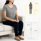 Acrylic Drink Table, Small Round Side Table for Small Space, Pedestal End Tables with Phone Holder, Multi-Use Modern Accent Tables, Martini/Cocktail Table for Living Room 10"X21" Easy Assembly - size: 10 Inches