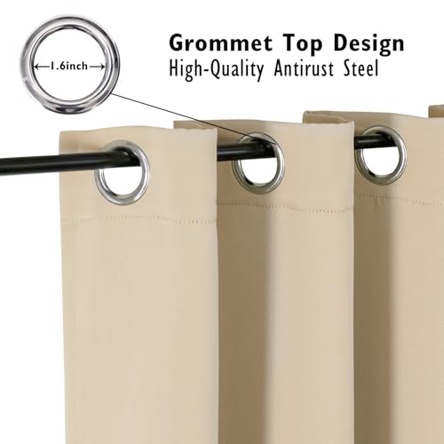 ChrisDowa Small Window Curtains 50 inches Long for Bedroom - Grommet Short Thermal Insulated Room Darkening Curtains for Kitchen (2 Panels, Biscotti Beige, 29 x 50 Inch) - color: Biscotti, size: 29"W x 50"L (Pack of 2)