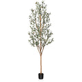 Kazeila Artificial Olive Tree 7FT Tall Faux Silk Plant for Home Office Decor Indoor Fake Potted Tree with Wood Branches and Fruits - size: 7ft