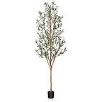 Kazeila Artificial Olive Tree 7FT Tall Faux Silk Plant for Home Office Decor Indoor Fake Potted Tree with Wood Branches and Fruits - size: 7ft