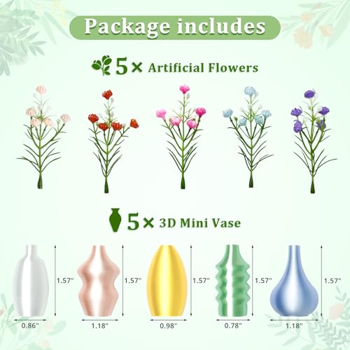 5PCS Magnetic Mini Vase Set, Adorable Tiny Flower Pot Magnets for Fridge Office Locker, Funny Bud Vases for Refrigerator Decor, Cute Kitchen Accessories, Unique Gift for Plant Lovers - color: Mini Vase Magnets Pastel