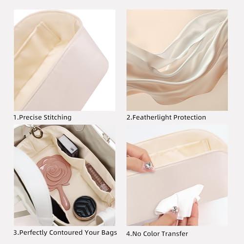 DGAZ Silk Purse Organizer Insert Fits Dior Toujours Bags，Silky Smooth Bag Organizer，Luxury Handbag & Tote Shaper(Craie,Toujours M) - color: Craie, size: Medium