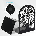 HappyHapi Book Ends, Metal Bookends for Shelves Decorative, Tree Stopper for Heavy Books, Black Ends to Hold Books for Home Office, 6.5 X 4.7 X 3.5 Inch(3 Pairs/6 Pcs, Large)