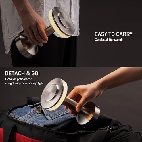 O’Bright Portable LED Table Lamp with Touch Sensor, 3-Levels Brightness, Rechargeable Battery Up to 48 Hours Usage, Night Light for Kids Nursery, Nightstand Lamp, Bedside Lamp (Silver) - color: Silver