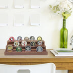 Challenge Coin Display Stand, Solid Wood Military Coin Holder Display, 9 Rows of Challenge Coin Holders, Holds 45-60 Coins