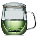 Glass Tea Cup with Infuser and Lid, 17.6oz/520ml Large Borosilicate Teacup, Clear Mug for Loose Leaf Tea, Blooming Tea, Tea Bags - Perfect Christmas or Birthday Gift for Men. - size: 17.6OZ