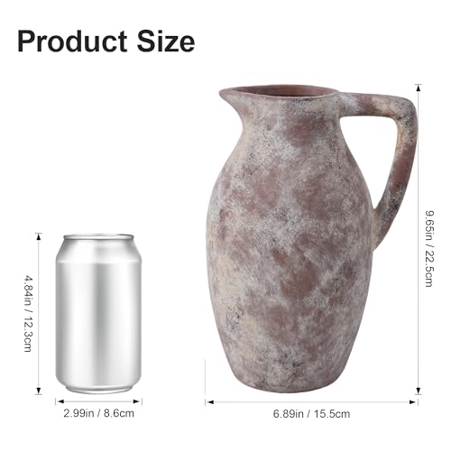 Ceramic Vase with Handle, 9.65 inch Tall Flower Vase Large Floor Vases Home Decor Coffee Table Decor for Living Room Bathroom Farmhouse Modern Boho Centerpieces Bookshelf Kitchen (Terra) - color: D-9.65"h-terra