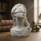 Lady Justice Statue Bust Scales of Justice Decor Greek Roman Plaster Sculpture, Law Office Lawyer Desk Shelf Display Attorney Judge Legal Gift