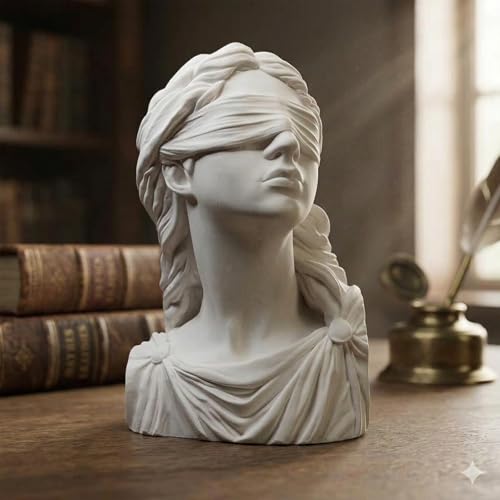 Lady Justice Statue Bust Scales of Justice Decor Greek Roman Plaster Sculpture, Law Office Lawyer Desk Shelf Display Attorney Judge Legal Gift