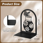 Aertiavty 2 Pcs Bookends for Shelves, Large Heavy-Duty Morden Vase Book Ends, Non-Skid Butterfly Bookends, Decorative Book Holder for Home Office, Metal Black Floral Book Stopper, 1 Pair - style: Butterfly Vase