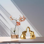 Elephant Statue Home Decor,Modern Style Figurines,Sculpture for Living Room Office Desktop Bookshelf,Ceramics Gold Elephant Ornaments for Mothers Day.Father's Day, Christmas-2PCS