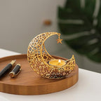 Moon Tea Light Candle Holder, Gold Metal Candle Stand for Home Decor, Dining Table, Living Room, Coffee, Table Centerpiece(2Pcs) - size: 2Pcs Gold
