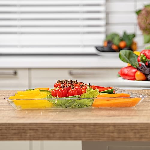 6 Pack Clear Plastic Serving Trays for Party, 9 x 13 Inch - Heavy Duty Plastic Trays for Food - Rectangular Party Serving Trays and Platters - Clear Disposable Trays - color: Clear