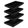 Velvet Jewelry Tray for Drawers Black Jewelrys Display Tray Stackable Jewelry Organizer Trays for Necklace Bracelet Ring Watch (4, Black)