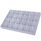 Mornajina 24 Grids Stackable Jewelry Tray Organizer with Removable Dividers, Velvet Jewelry Display Tray for Earrings Necklaces Bracelet Rings Display Showcase - Grey - color: Grey