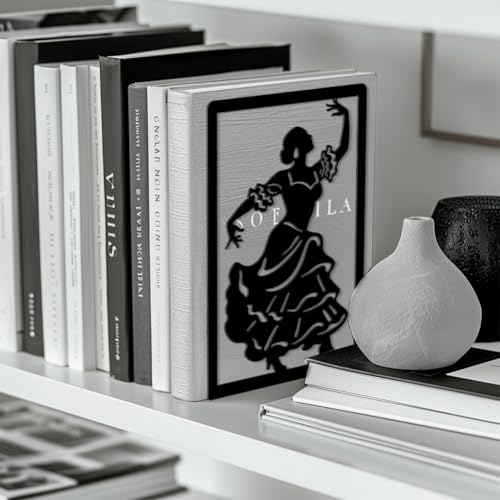 Peacoblue Metal Bookends for Shelves, Modern Decorative Heavy Duty Study Book Ends Stoppers for Office, Desk, Shelf, Room 5.3"x4.3"x7.9" Cast Iron Simple Tall Bookends 1 Pair (Spain Flamenco Dance) - style: Spain Flamenco Dance