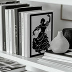 Peacoblue Metal Bookends for Shelves, Modern Decorative Heavy Duty Study Book Ends Stoppers for Office, Desk, Shelf, Room 5.3"x4.3"x7.9" Cast Iron Simple Tall Bookends 1 Pair (Spain Flamenco Dance) - style: Spain Flamenco Dance