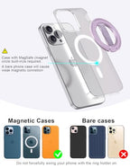 EWA MagOne 3rd Gen [Compatible with MagSafe] Phone Grip Stand with Finger Strap, Removable Magnetic Ring Holder Kickstand Loop for iPhone 17,16,15,14,13,12 Series (Purple) - color: Purple