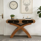 WILLIAMSPACE 47.24" Oval Console Table with Cross Leg & 2 Drawers, Mid Century Modern Wooden Entryway Sofa Table Hallway Table for Living Room, Foyer - Brown - color: 47.24" Oval Console Table With Cross Leg,brown