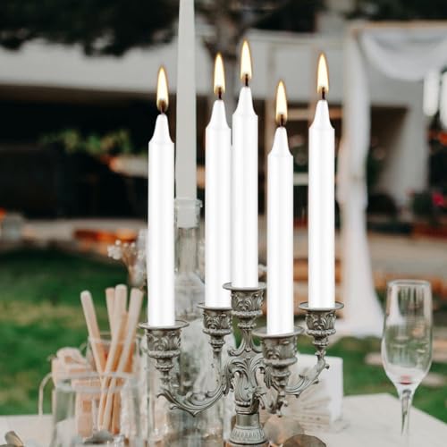 YOROXRG Set of 40 White Candles Mini Unscented Taper Candles for Christmas,Household, Wedding, Rituals, Prayer, Birthdays, Meditation, Altar,Party and Home Décor Candlesticks - 4 Inch Tall - color: White-4" 40
