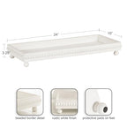Kate and Laurel Strahm Rectangle Wooden Beaded Display Tray, 10 x 24, White, Lightly Distressed Wood Decorative Footed Tray for Use as Useful Ottoman Tray or Kitchen Serving Tray