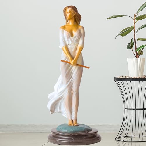 Luo Lirong “Silk Dancer” Bronze Woman Statue – 16.5" Handcrafted Veiled Maiden Figurine, Lost-Wax Cast & Hand-Painted,Elegant Gift, Collectible Art, Home & Gallery Décor - color: 18.5" White