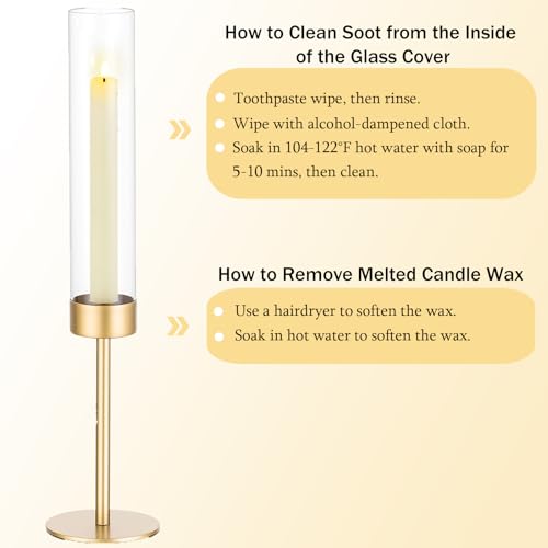 Glass Hurricane Candlestick Holders Gold - Romadedi Set of 6 Taper Candle Holder Bulk Tall Clear Glass Cylinder Table Centerpiece Wedding Decor Party Birthday Christmas Home Decorations - size: 6 PCS