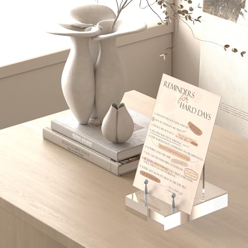Acrylic Easel Display Stand with Adjustable Silver-Toned Hardware for Pictures, Crystal Clear Acrylic Stand with Floating Appearance for Cookbook, Invitation and Plates