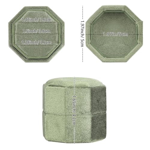 WantGor Velvet Ring Box, 3 Slots Jewelry Ring Gift Box Vintage Ring Display Holder Case for Wedding Ceremony Proposal Engagement (Olive Green) - color: Olive Green