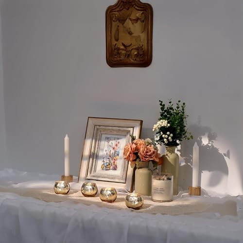 WGVI Gold Speckled Glass Tea Light Votive Candle Holder, Width 3", Height 2.5", Small Globe Bubble Bowl Round Vase, Mercury Votive Tabletop Décor, 1 Piece - size: Gold Bowl 2.5"H