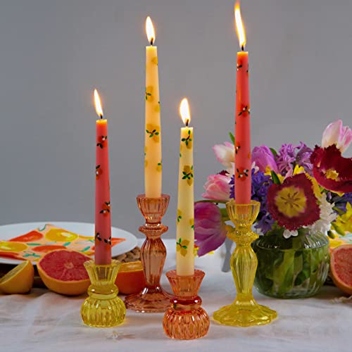 Talking Tables Small Orange Glass Candle Holder for Candlesticks or Tea Lights | Decorative Table Decorations Indoor Outdoor Dining, Halloween Party Decorations, Home Decor, Boho-ORG-SMLCNDLHOLD - color: Orange, size: Small