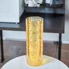 WGVI Hurricane Candle Holder Sleeve, W: 4", Ht: 12", Gold Speckled Glass Cylinder Open Both Ends, Chimney Tube Shade, 1 Piece - size: 4x12"H