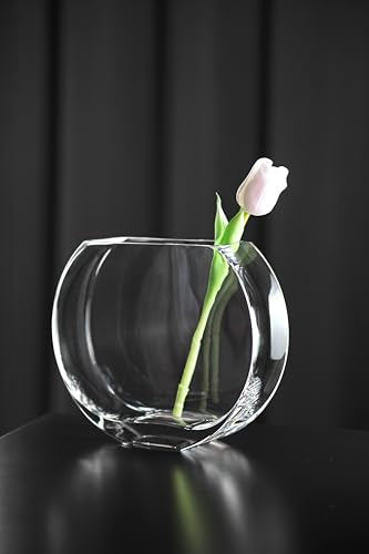 Glass - Vase - Round - Classic Clear - 9.25" Long - Heavy Durable - Made in Europe - by Barski