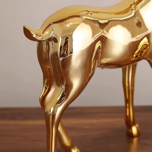 Statue Decorations Two Piece Set of Elk TV Cabinet Decoration, Light Luxury Home Decor, Living Room Electroplating Process, Wine Cabinet Decoration Home Decor Object(Rose Gold)
