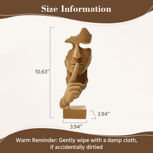 Velvet Flocked Thinker Sculpture for Room Decor, Flocked Mask Collectible Figurines Modern Abstract Art Statue for Home, Bookshelf, Office, Desk Decor (Brown) - color: Nospeak-brown