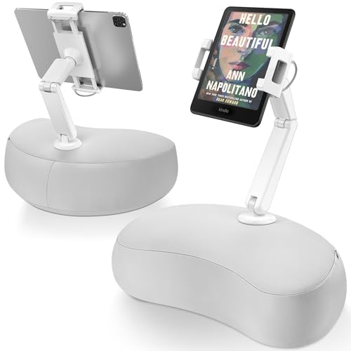 AboveTEK Tablet Pillow Stand for Bed, Hands-Free 360° Adjustable iPad Pillow Holder for Lap Reading w/Soft Bean Bag, Ideal Gift for Mom, Fits 4.7" to 12.9" Tablet, Phone, Kindle - Gray - color: Gray