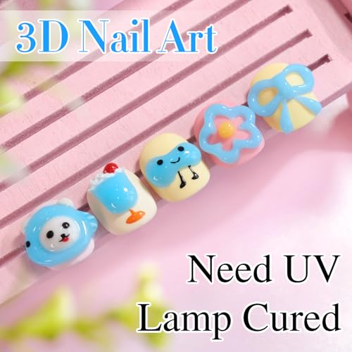Double Rhythm 0.5 Oz 3D Nail Gel Nail Art Sculpting Gel No Wipe Gel Polish for Nail Designs DIY Nail Art for Drawing, Molding, Sculpture and Decoration (3D Sculpting Gel Blue) - color: Blue