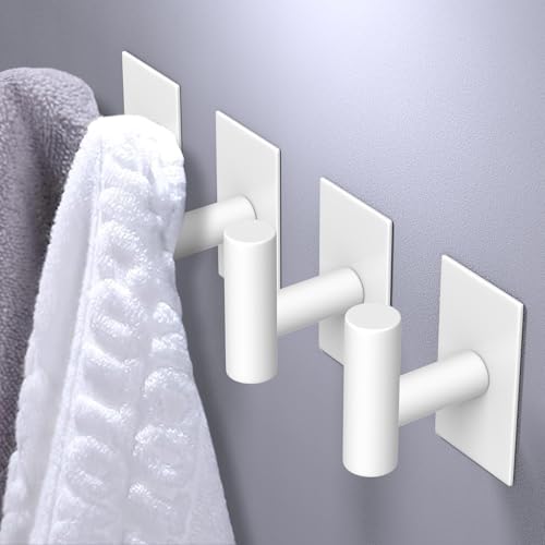VAEHOLD Wall Towel Hooks, Heavy Duty Sticky Holder Waterproof Towel Hooks for Hanging Coat, Clothes, Closet Hook Wall Mount for Kitchen (White, 4 Pack) - color: White, size: 4 Pack