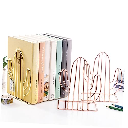 Cactus Bookends Metal Creative Plant Shape Book Stand Organizer for Home Office Desk Compact 7.08X5.31X3.54 Inch Book Rack for Books Files Magazines